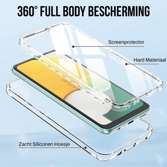 Podec 2-in-1 Hoesje met Screenprotector Geschikt voor Samsung Galaxy A13 5G Doorzichtig Telefoonhoesje - Anti-Shock Case Cover