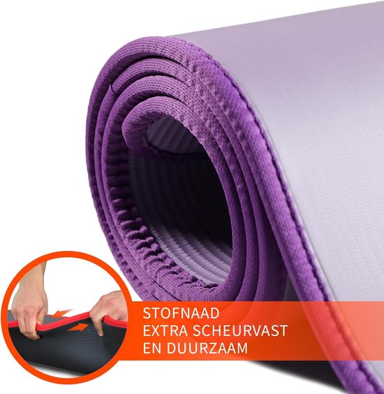 DH FitLife Trainingsmat, fitnessmat, sportmat, 183 x 61 x 1 cm, extra scheurvast, yogamat, antislip en dik, workout mat (paars)