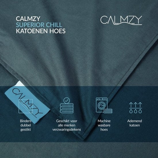 Calmzy Superior Chill - Duvet cover - Verzwaringsdeken hoes - 150 x 200 cm - Luchtig - Ademend - Donkergrijs