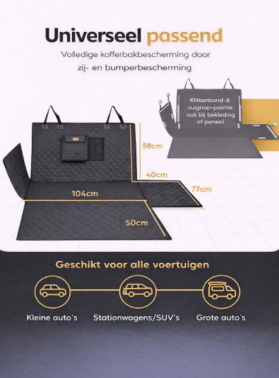 Autokofferbeschermer hond gewatteerd met zij- en kofferbakbescherming, hondendeken, autokofferbak, waterdicht en krasbestendig, universele kofferbakbeschermingsmat voor honden