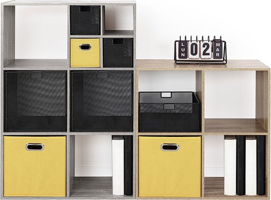5Five Opbergmand/kastmand - zwart - linnen - 7 liter - 31 x 15 x 15 cm - Opbergbox - Vakkenkast manden