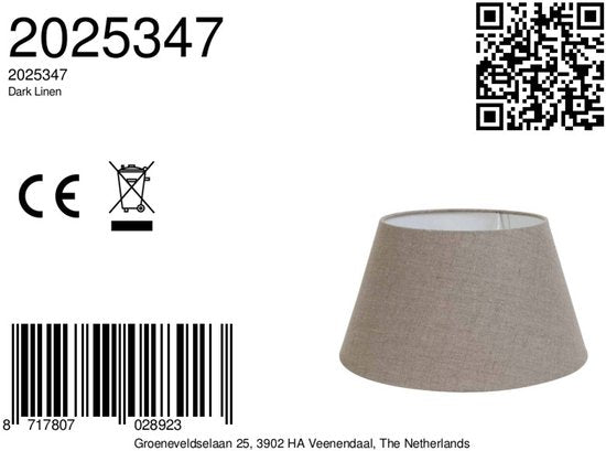 Light & Living - Lampenkap DARK LINEN - 25x18x14cm - Grijs