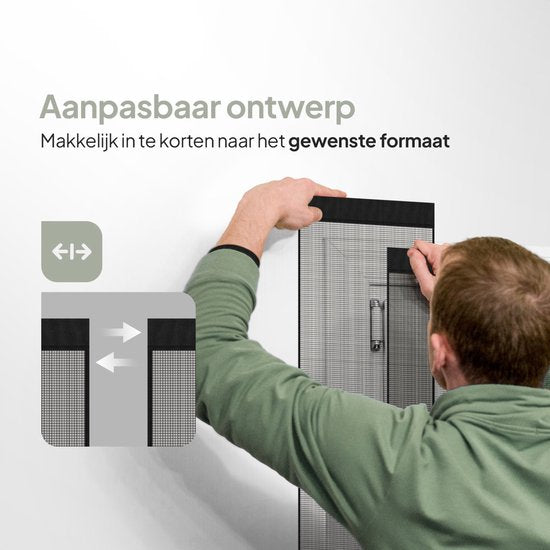O'DADDY® Vliegengordijn Lamellenhor - 184x260 cm - Deurgordijn - Hordeur - Aanpasbaar Ontwerp - Glasvezel - Deurhor Zwart