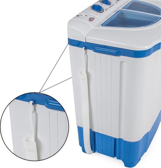 TecTake 400777 Was-droogcombinatie Vrijstaand Bovenbelading Blauw, Wit