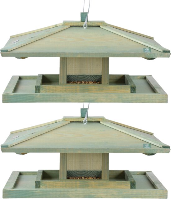 Esschert Design Vogelvoederhuisje - Groen - 21 cm x 38.5 cm x 21 cm