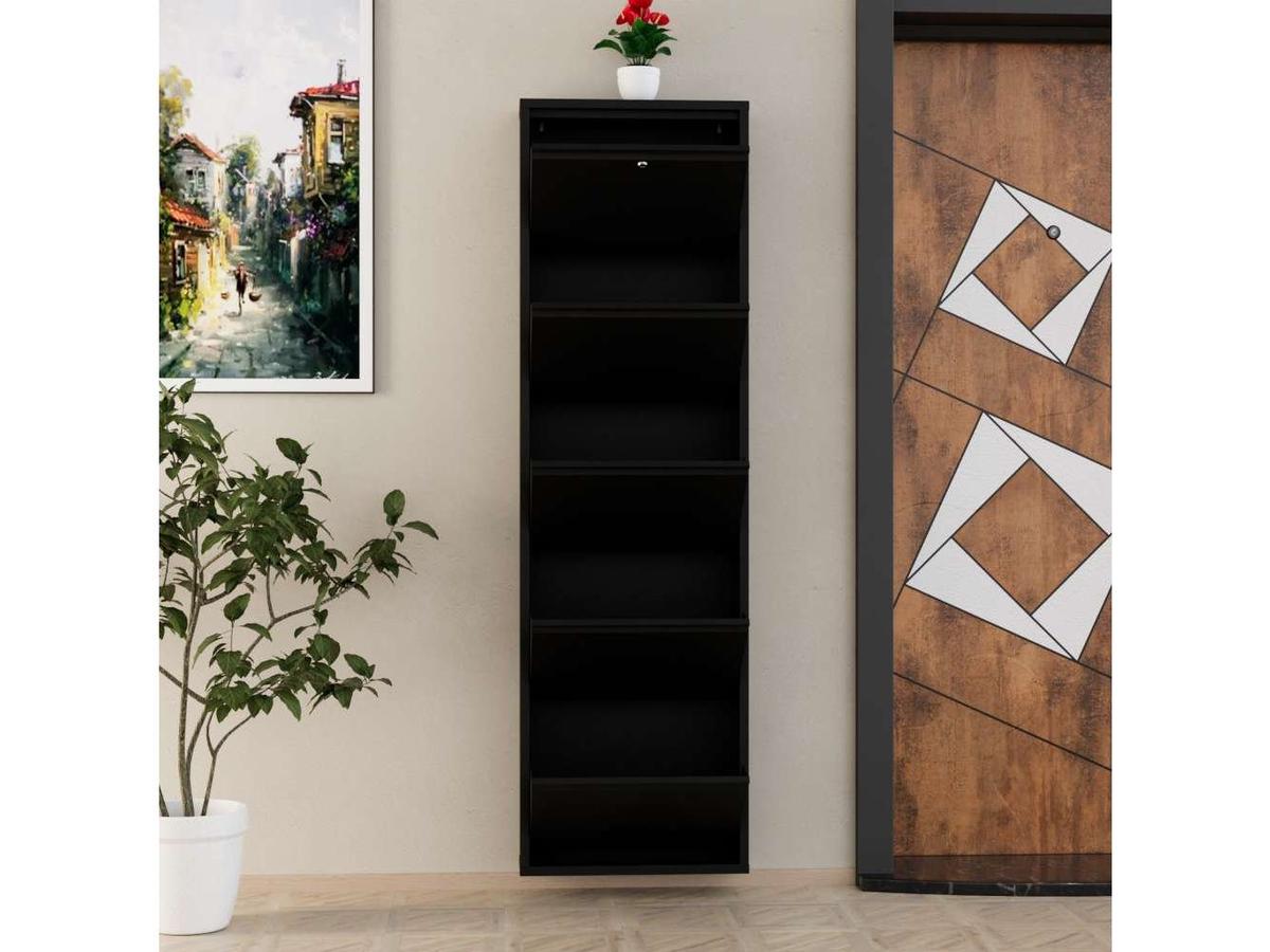 Locking 5 Lades Metaal Shoe Cabinet Zwart