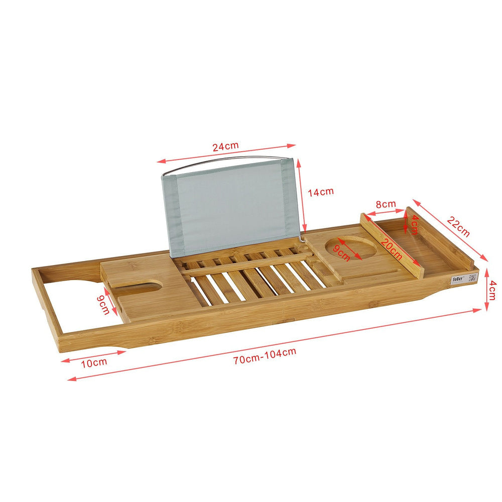 SoBuy Badplank - Badrekje - Bamboe Hout - Verstelbaar - 70-104 x 4 x 22 cm - FRG207-N