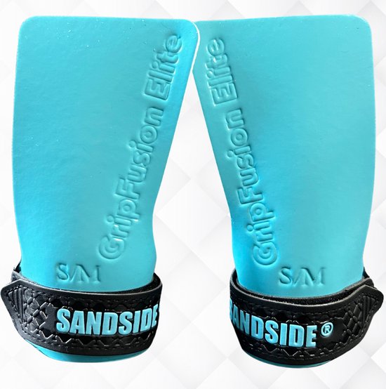 Sandside CrossFit Grips Elite 2.0 - Kleverige Hand Grips - Geen Krijt - Fitness Handschoenen - Vingerloze Grips - Hemelsblauw L/XL