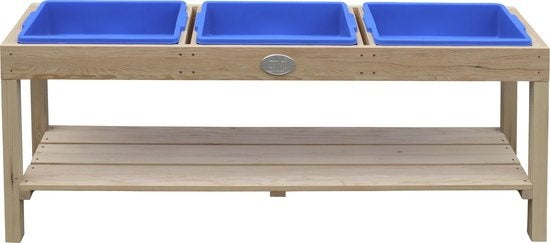 AXI Activiteiten Tafel in Naturel Bruin met 3 Blauwe Bakken  - Multi-inzetbare kindertafel voor diverse activiteiten