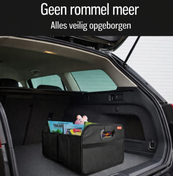 HELDENWERK kofferbaktas opvouwbaar en stabiel - kofferbakorganizer boodschappentas voor praktische opslag - autovouwdoos, kofferbakdoos (zwart)