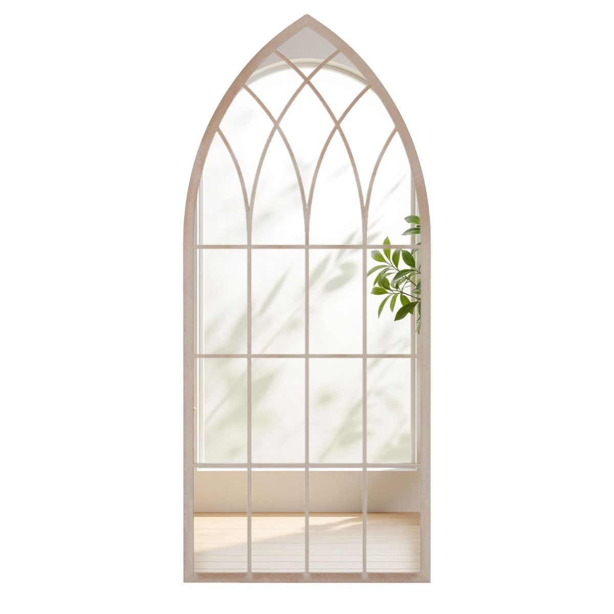 Coast Raamkozijnspiegel - gebogen wandspiegel - metalen frame - rustiek grijs - 115 x 50 cm