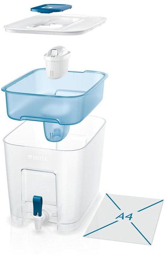 BRITA - Waterfilterkan - Flow Cool - Waterfilter - Waterdispenser - 8.2L - Blauw - incl. 1 MAXTRA PRO ALL-IN-1 filterpatroon