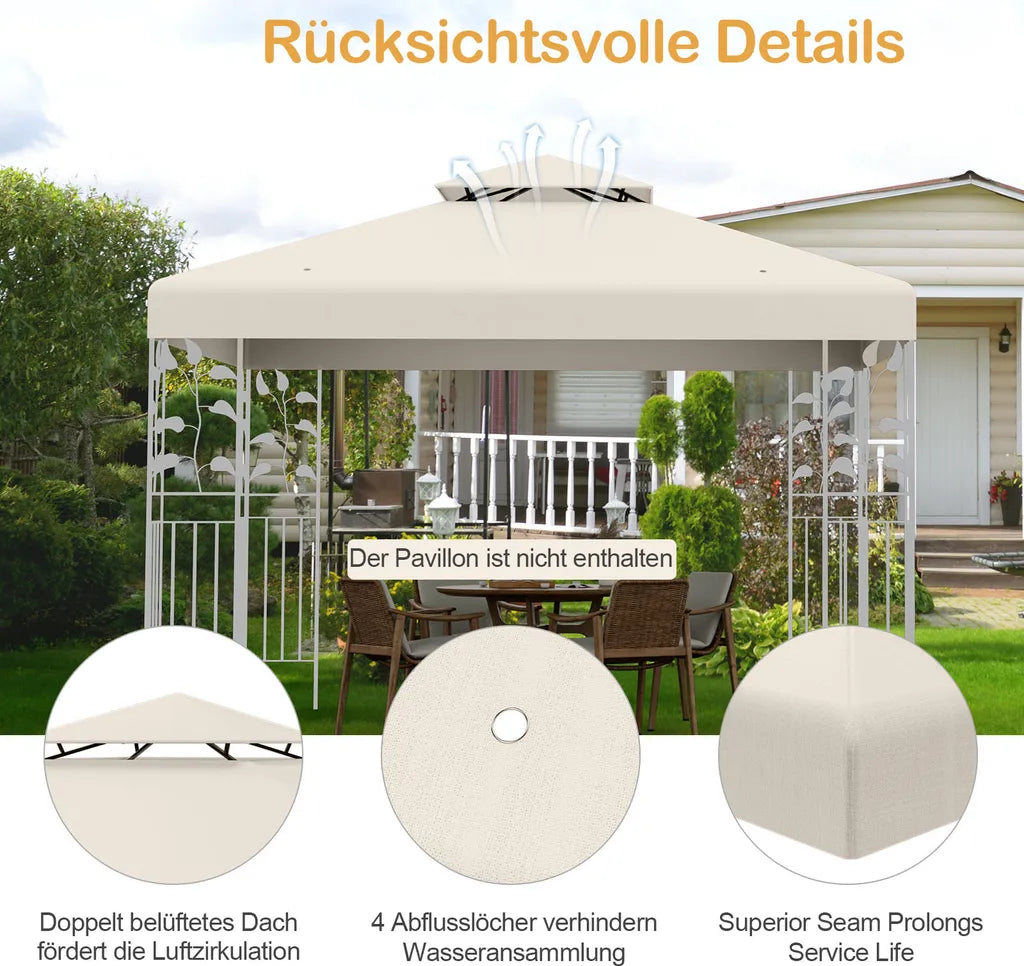 Coast Vervangingsdak - Weerbestendig - 3x3 M - Incl. Afvoergaten & Klittenbandsluitingen - Beige