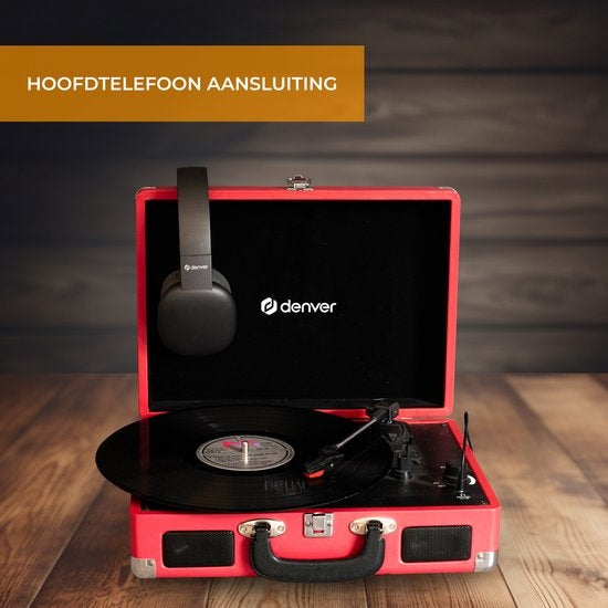 Denver Platenspeler - Ingebouwde Speakers - Incl. PC Software - Auto-stop - Retro - VPL120 - Rood