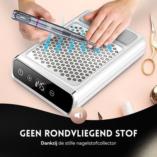 Beeperfect® Nail Dust Collector - Stofafzuiger Manicure - Nagelstofafzuiger - Herbruikbaar Filter - Stil in Gebruik - Draadloos en Oplaadbaar