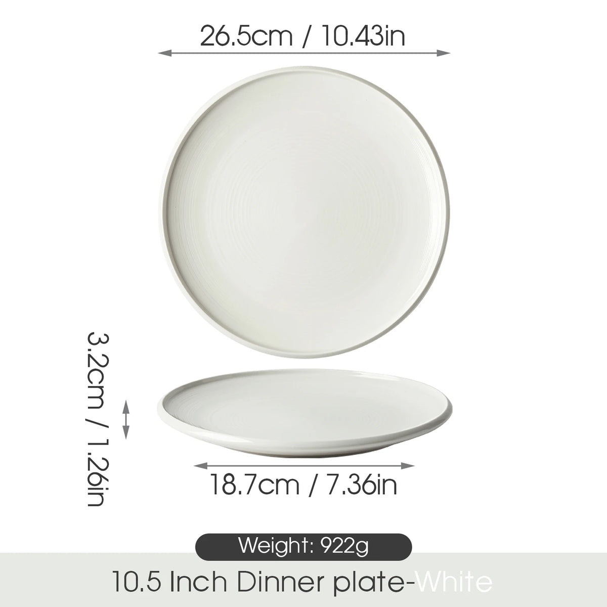 Jiwoo ZEN Dinerborden Set van 6 - 25 cm (10 inch) - Wit