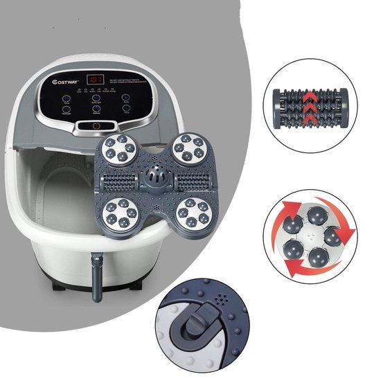 Coast Massage Voetenbad - Elektrisch Voetbad Met Bubbelfunctie - 6 Massagerollen - 37,5 x 46 x 38,5 - Wit