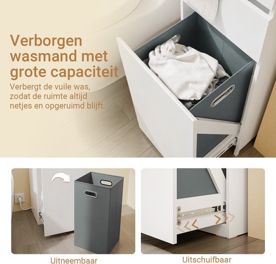 SoBuy BZR240-E-W Badkamerkast - 30 x 30 x 180,5 cm - Wit