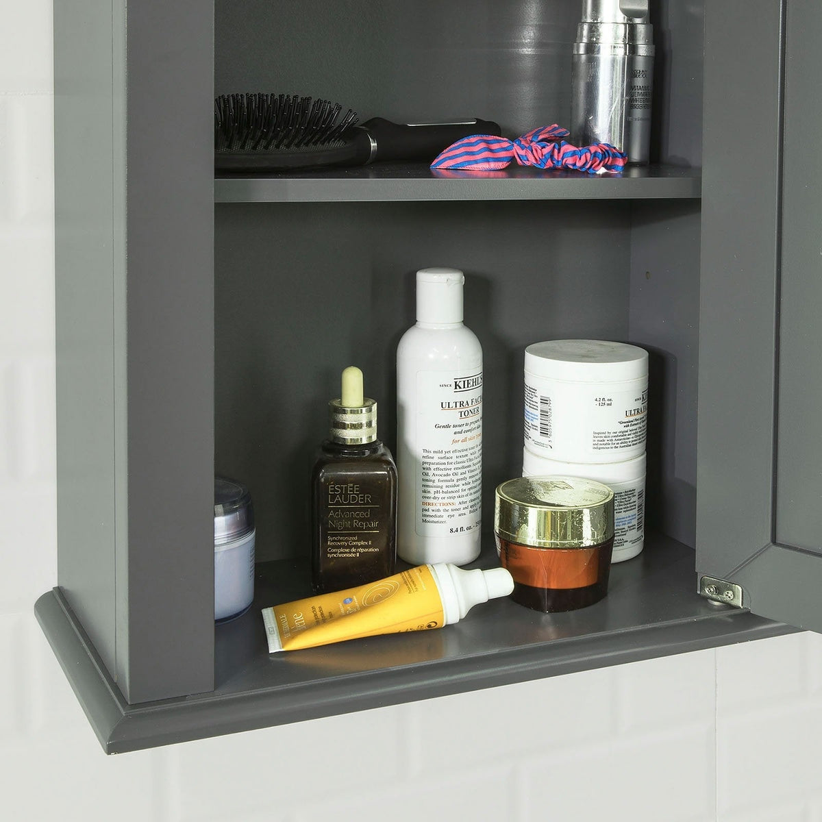 SoBuy Badkamerkast - Hangend - 40 x 49 x 18 cm - Donkergrijs