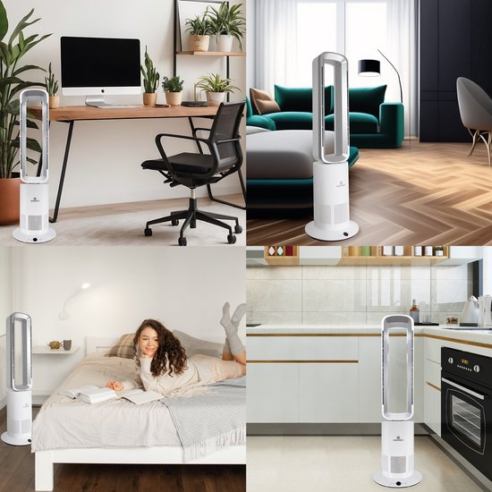 Energiezuinige Elektrische Kachel Aironex - Verwarming en Verkoeling in 1 - Heater - Design Ventilatorkachel - Kachelventilator - Verwarming ElectrischBladloze Ventilator - Torenventilator Aironex - Ventilator Staand - Aircooler
