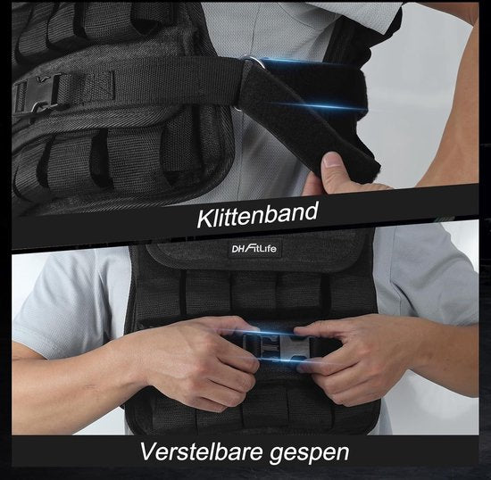 DH FitLife Verstelbaar Gewichtsvest 20 KG, Compact en Stabiel voor Spieropbouw en Krachttraining, Verzwaarde vest, Hardloopvest voor Dames en Heren, Fitnessvest, Trainingsvest
