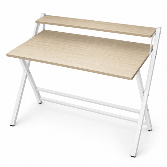 Yaheetech Inklapbaar Computerbureau met Monitorstandaard – 106,5 x 60,5 x 90 cm – Licht Hout