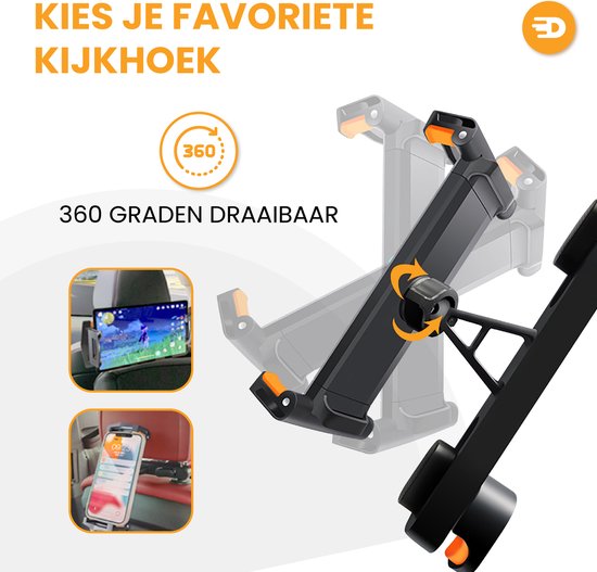 Drivv Tablet Houder Auto - Universeel - 360 Graden Draaibaar - Antislip - Zwart