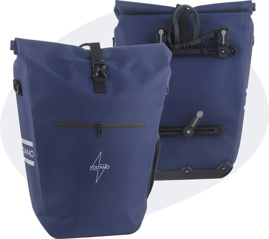 Voltano Luxe E-bike Fietstas 28L – Marine Blauw – Pakaftas Met Laptop vak – 100% Waterdicht - Met Schouderband