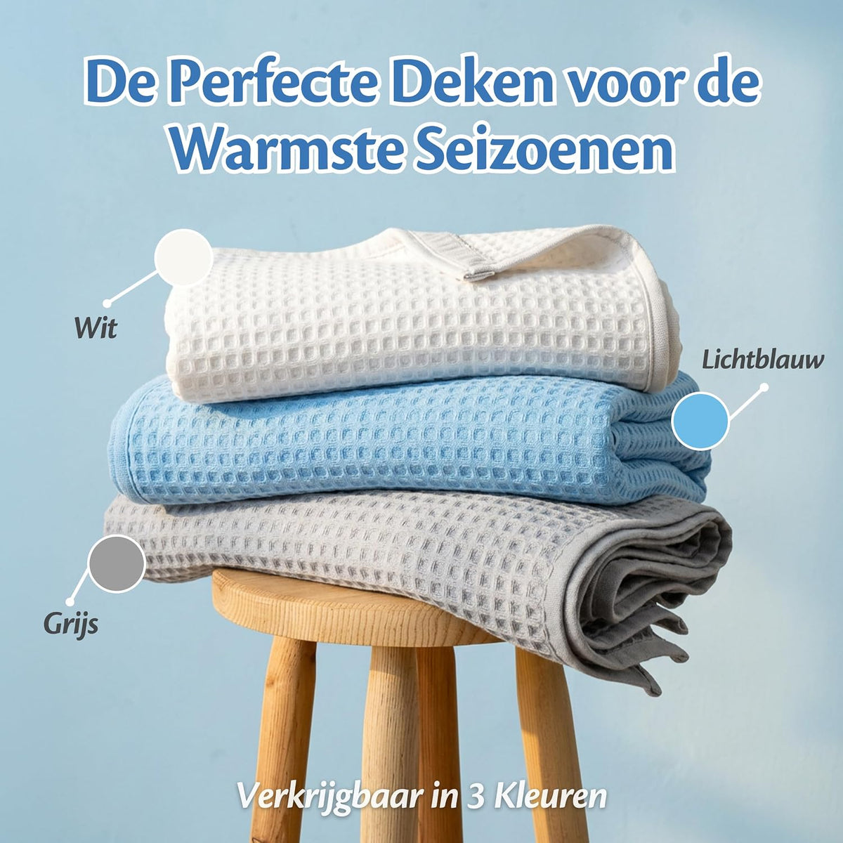 ELLA Koeldeken Tencel – 135x200 cm – Ademende Zomerdeken – OEKO-TEX – Hemelsblauw