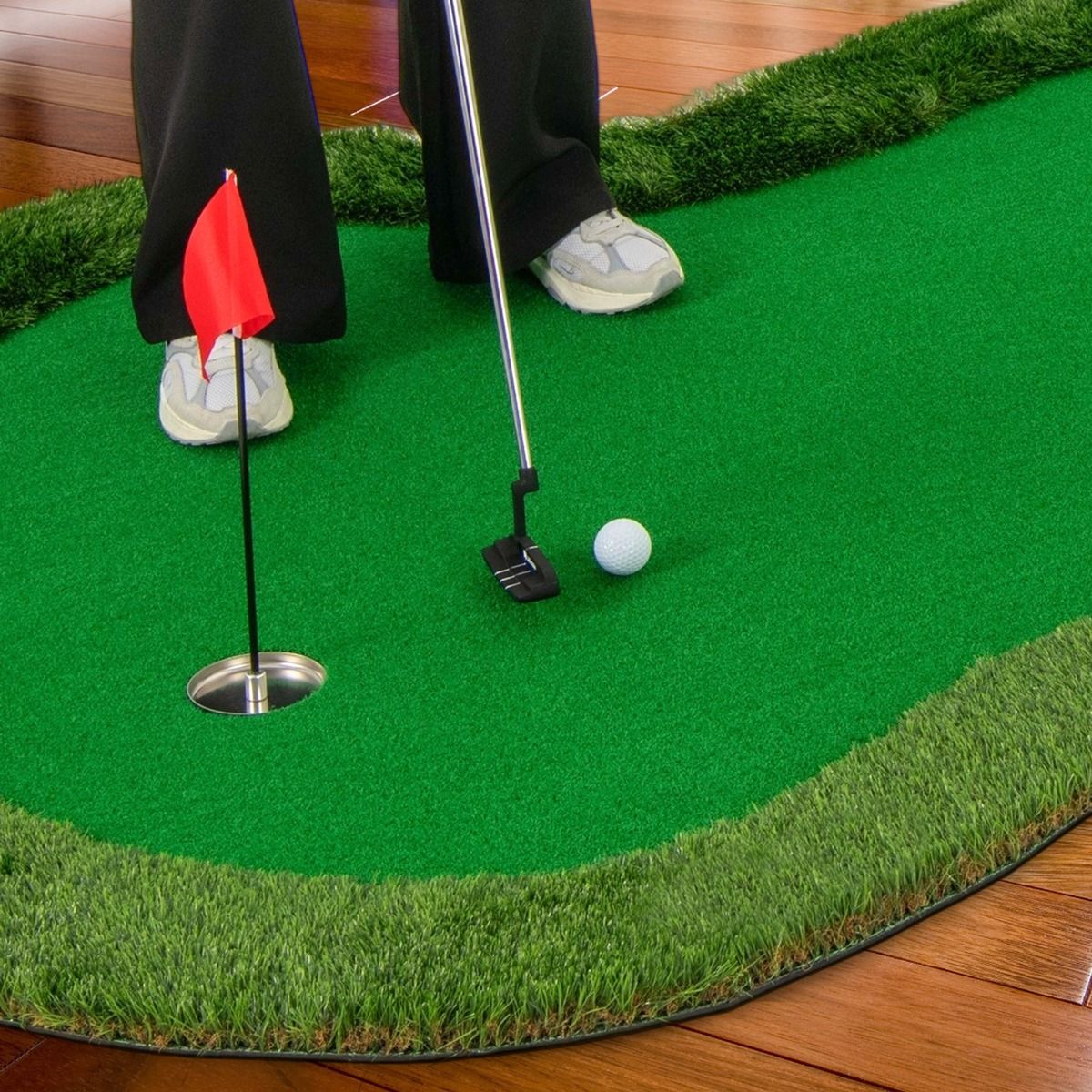 Coast Golf Puttingmat - 3 gaten - inclusief golfballen en vlaggen - 300 x 150 cm - groen