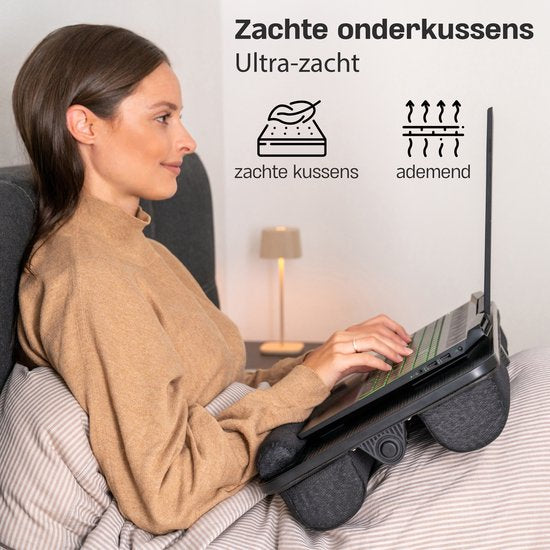 CozySense® Verstelbare Laptoptafel - Bedtafel - Banktafel - Laptopkussen - Schootkussen & Laptray - Schoottafel voor Laptop - Verstelbare Poten