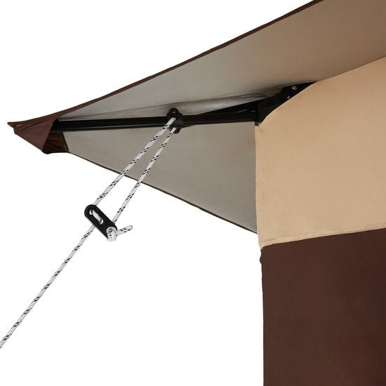 tectake® - Opvouwbaar paviljoen Carabobo 364x364x294cm - bruin - tuinpaviljoen - paviljoentent - paviljoen tent - terras paviljoen