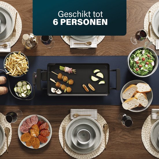 Princess Table Chef Bakplaat 102209 - Gourmet - Grillplaat - Tafelgrill - 43x23cm - 6 personen - Regelbare thermostaat - 1800 Watt - Teppanyaki - Voor binnen en buiten