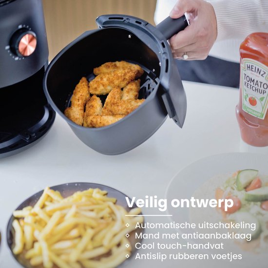 Nexxt Mini Airfryer met 8 Kookprogramma’s – Heteluchtfriteuse van 2,6 Liter voor Bakken, Grillen, Braden – Timer en Automatische Uitschakeling – 1000W