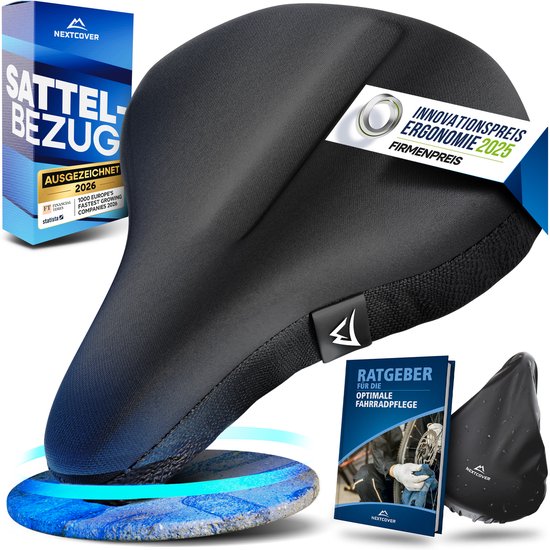 NEXTCOVER® NIEUW Universele gel zadelhoes fiets inclusief regenhoes [memory foam] - Zadelhoes waterdicht met meerlaagse vulling -Zadelhoes regen voor fietsstoeltje voor heren en dames - Slank