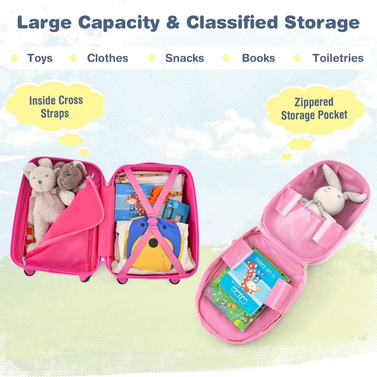 Coast 2-Delige Kinderkoffer + Rugzak Kindertrolley - Harde schaal Roze