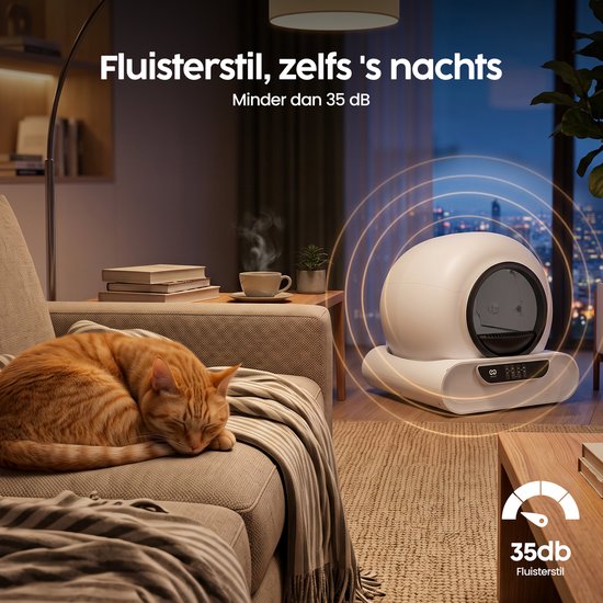 Infinity Goods Automatische Kattenbak XXL - Zelfreinigende Kattenbak - Incl. App - 75L - Met Kattenbakmat en 3 Rollen Opbergzakjes