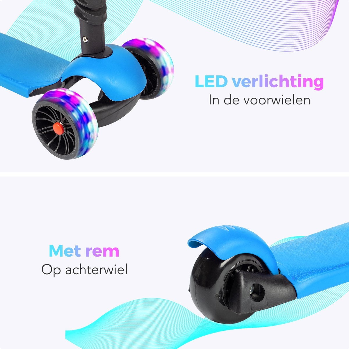 LifeGoods MultiRider Kinderstep - Step 3-8 Jaar - Verstelbaar Zitje - Lichtgevende Wielen - Jongens/Meisjes - Blauw