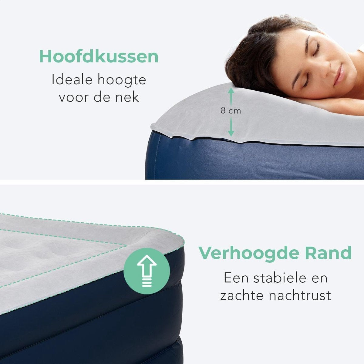 LifeGoods Luchtbed - 1 Persoons - met Ingebouwde Pomp - Incl. Draagtas en Reparatiekit - Blauw/Wit