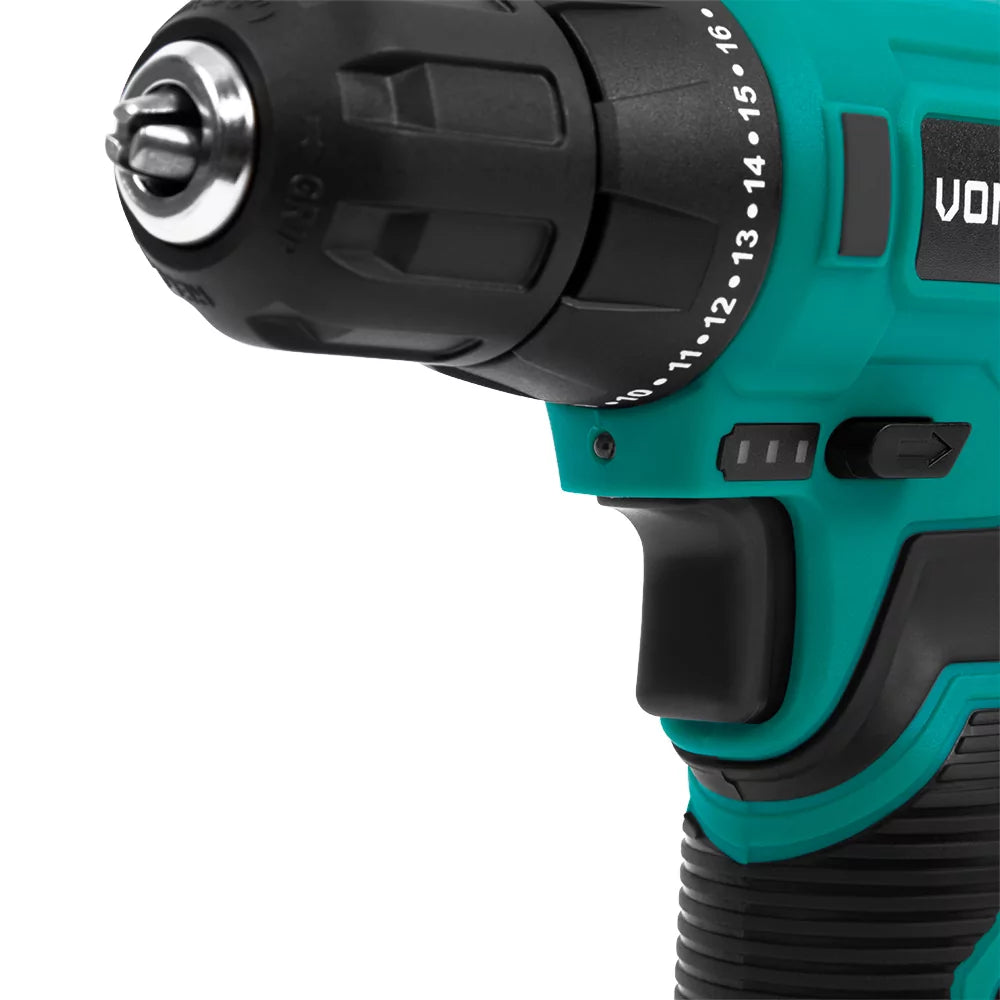 Vonroc Accuboormachine 12V - Met 2,0Ah accu, USB-C kabel en 16-delige boor- en bitset