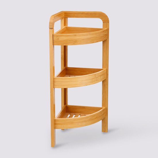5Five Doucherekje/badkamerrekje hoek model - bamboe - 3 lagen - 23 x 61 cm