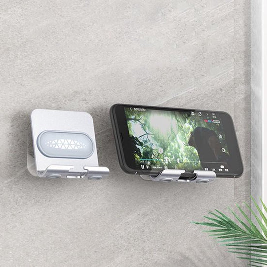 Techvavo® Telefoonhouder Muur – Wandhouder Telefoon & Tablet – Zonder Boren – Draaibaar – Universeel – Zwart