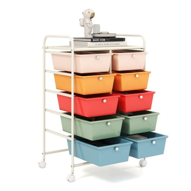 Coast Rolwagen met 10 lades - Kleurrijk - 66 x 37 x 87 cm