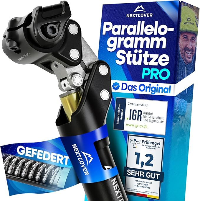 Nextcover Verende Zadelpen 27,2 mm - Comfort-Spring - Aluminium - Zwart