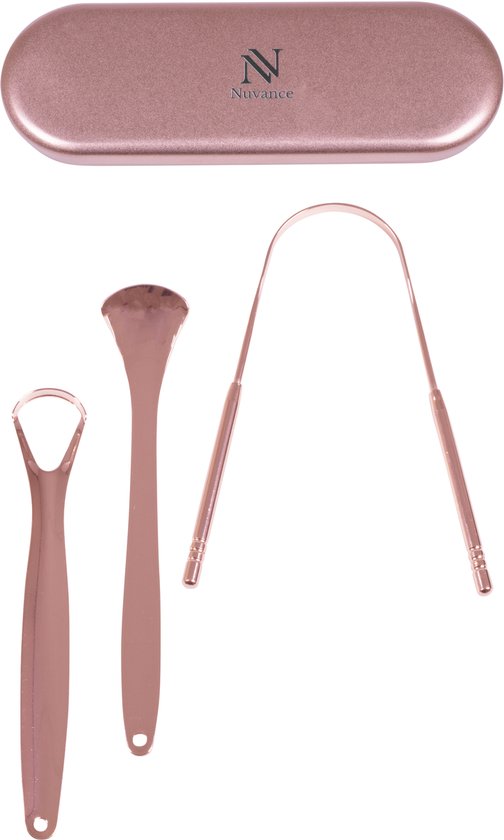Nuvance - Professionele Tongschraper - 3 in 1 Set - voor Mondverzorging - Tongreiniger