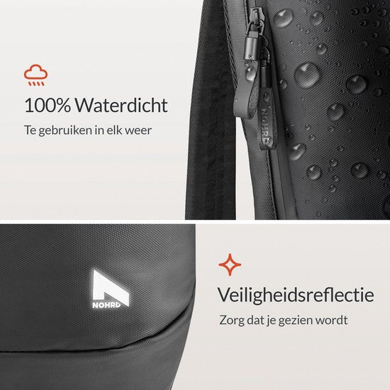NOHRD Waterdichte Rolltop Rugzak Zwart - Rugtas Heren & Dames - Waterdicht - Rugtas met Laptopvak - Waterproof Rugzak Laptop - Rugzakken