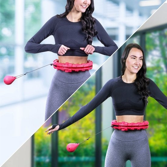 Nuvance - Verstelbare Fitness Hoelahoep met Gewicht - 24 + 5 Schakels - voor Volwassenen en Kinderen - Hoelahoeps - Smart Hoepel - Roze