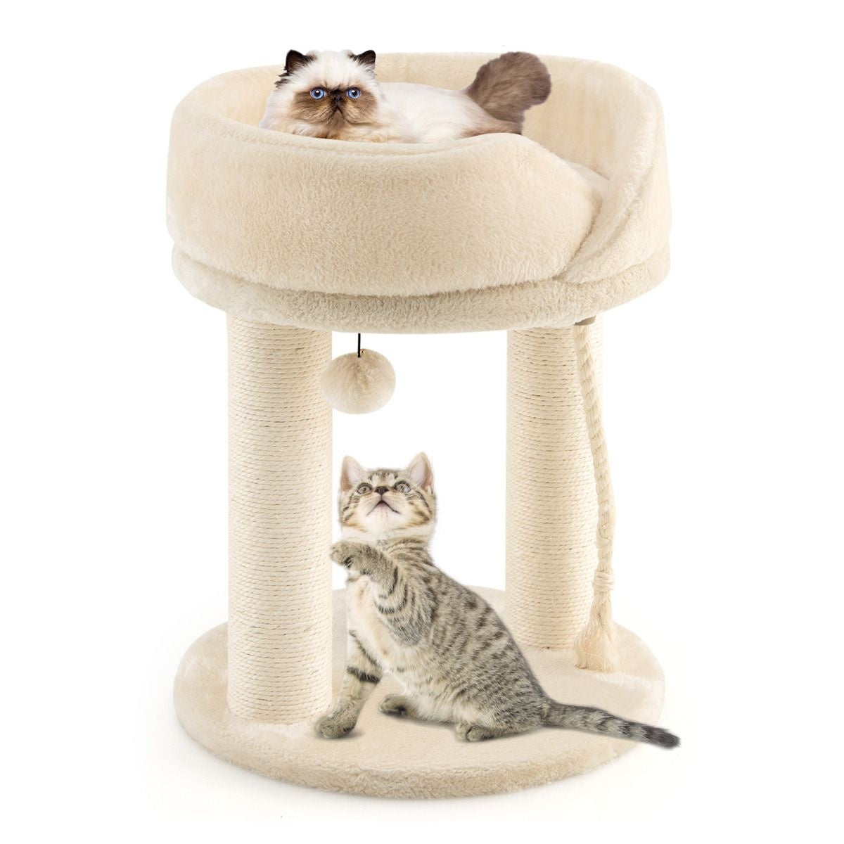 Coast Cat Tree Cat krabpaal met zachte stoel sistale toren voor katten beige