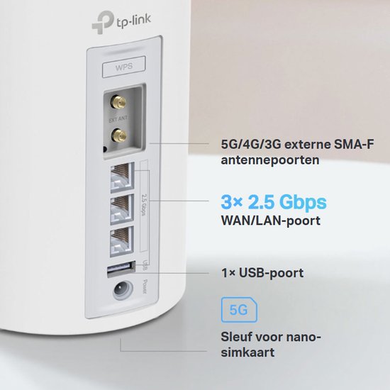 TP-Link Deco BE65-5G Mesh Wifi 7 (Tri-Band & 5G) -9214 Mbps - 3x 2.5Gbps Ethernet- SIM ready