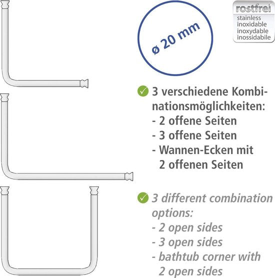 Wenko Douchegordijnstang 63,5 X 81 Cm Aluminium Chroom